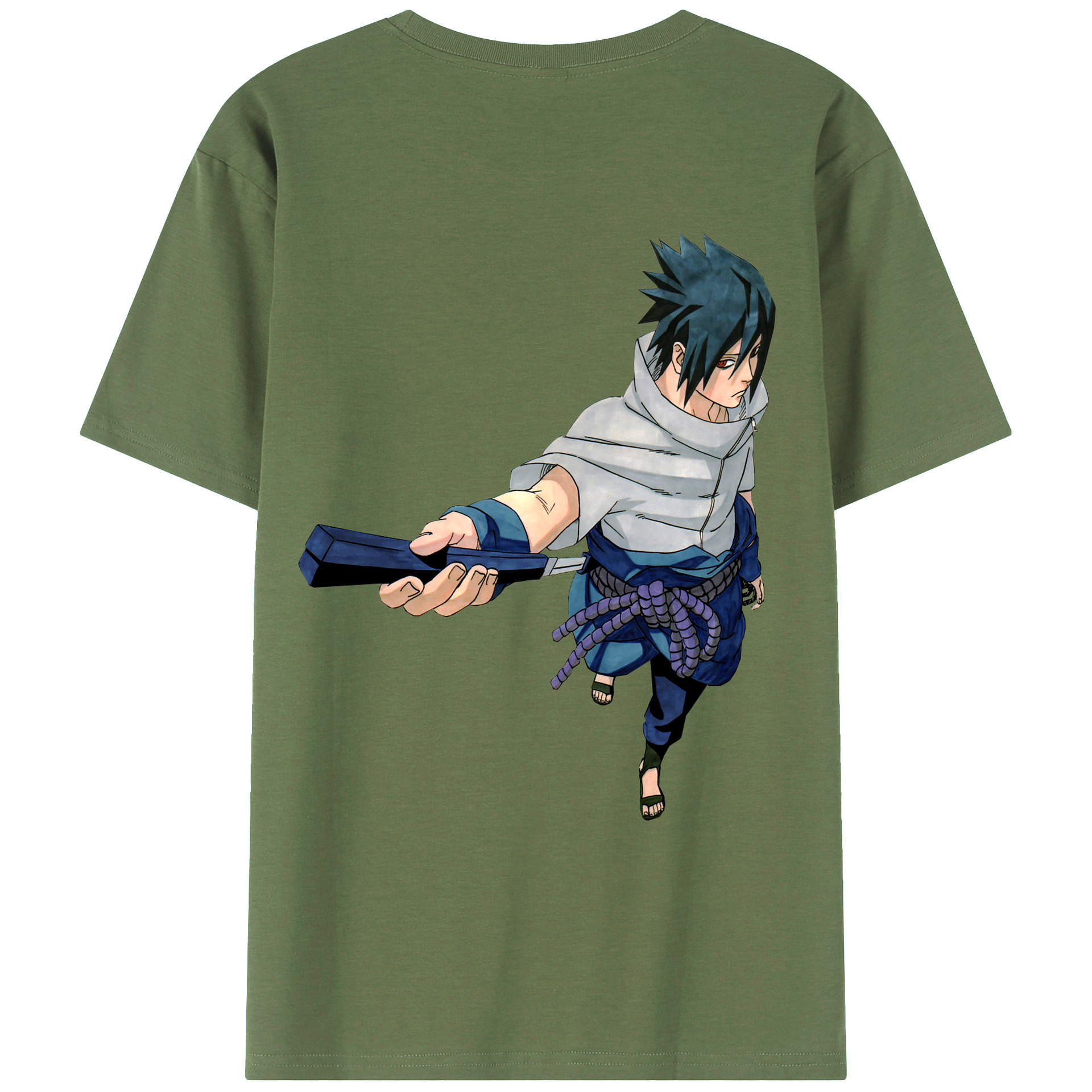 （画像用） NARUTO -ナルト- うちは サスケ Uchiha Sasuke 綿100％ メンズ半袖Tシャツ（バックプリント） 通気性